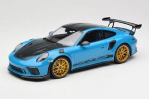 Porsche 911 991.2 GT3 RS Weissach Package Shark Blue Wording Guld Magnesium Fälgar Minichamps 1:18 153068237 Metall