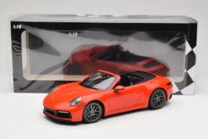 Porsche 911 992 Carrera 4S Cabriolet Orange Minichamps 1:18 155067334 Metall — bild 6 av 6