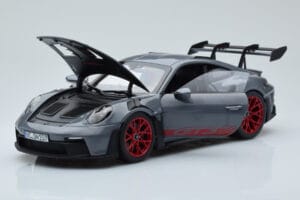 Porsche 911 992 GT3 RS Arctic Grå Pyro Röd Norev 1:18 187350 Metall — bild 2 av 8