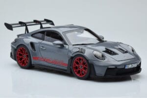 Porsche 911 992 GT3 RS Arctic Grå Pyro Röd Norev 1:18 187350 Metall — bild 6 av 8
