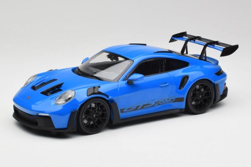 Porsche 911 992 GT3 RS Shark Blå & Svarta Hjul Minichamps 1:18 153062233 Metall