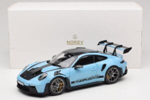 Porsche 911 992 GT3 RS Weissach Pack Gulf Blue Norev 1:18 187367 Metall — bild 8 av 8
