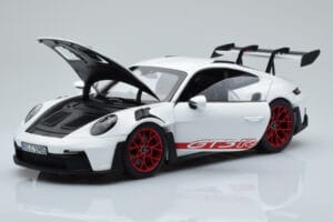 Porsche 911 992 GT3 RS Vit Pyro Röd Norev 1:18 187352 Metall — bild 2 av 8
