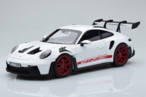 Porsche 911 992 GT3 RS Vit Pyro Röd Norev 1:18 187352 Metall
