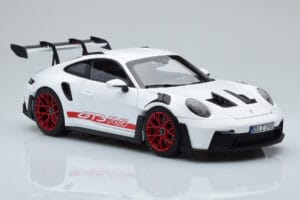 Porsche 911 992 GT3 RS Vit Pyro Röd Norev 1:18 187352 Metall — bild 6 av 8