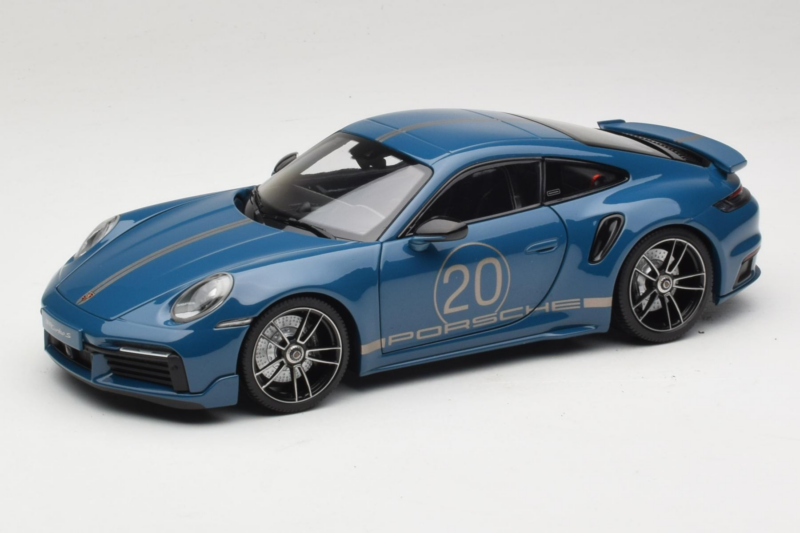 Porsche 911 992 Turbo S Coupe Sport Design Blå Minichamps 1:18 113069073 Metall