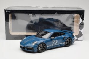 Porsche 911 992 Turbo S Sport Design Package Gentian Blue Metallic Minichamps 1:18 155069170 Metall — bild 6 av 6