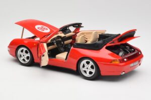 Porsche 911 993 Carrera Cabriolet Röd Bburago 1:18 3090 Metall — bild 5 av 8