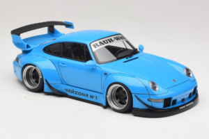 Porsche 911 993 RWB Himmelsblå Gun Grey Wheels AUTOart 1:18 78152 Komposit — bild 6 av 8
