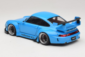 Porsche 911 993 RWB Himmelsblå Gun Grey Wheels AUTOart 1:18 78152 Komposit — bild 7 av 8