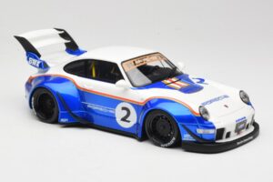 Porsche 911 993 RWB X Liberty Walk Vit Med Blå GT Spirit 1:18 GT530 Resin — bild 4 av 8