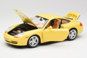 Porsche 911 996 Carrera Gul Bburago 1:18 30085-M1 Metall — bild 2 av 8