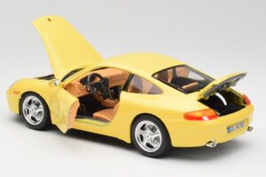 Porsche 911 996 Carrera Gul Bburago 1:18 30085-M1 Metall — bild 5 av 8
