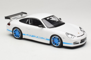 Porsche 911 996 GT3 RS Vit Blå Ränder Minichamps 1:18 155062021 Metall — bild 4 av 6