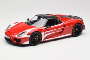 Porsche 918 Spyder Weissach Package Röd & Vita Ränder Minichamps 1:18 110062442 Metall — bild 3 av 9