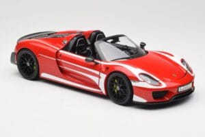 Porsche 918 Spyder Weissach Package Röd & Vita Ränder Minichamps 1:18 110062442 Metall — bild 7 av 9