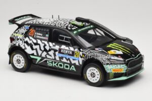 Skoda Fabia Rally2 #20 O. Solberg / E. Edmund Safari Rally Kenya 2024 IXO 1:18 18RMC222 Metall — bild 4 av 6