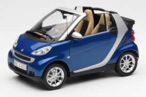 Smart Fortwo W451 Cabriolet Blå Silver Minichamps 1:18 Q0022565V001C80Q00 Metall