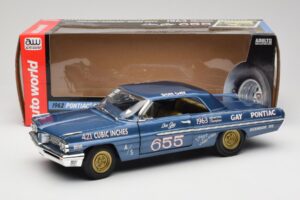 Pontiac Catalina Super Duty Super Stock #655 Blå 1962 Auto World 1:18 AW201/06 Metall — bild 8 av 8