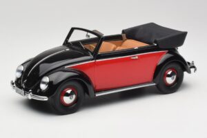 Volkswagen Beetle Cabriolet Svart & Röd Minichamps 1:18 107054132 Resin