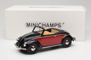 Volkswagen Beetle Hebmuller Cabriolet Svart & Röd Minichamps 1:18 107054230 Resin — bild 6 av 6