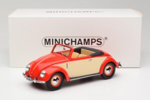 Volkswagen Beetle Hebmuller Cabriolet Röd & Kräm Minichamps 1:18 107054231 Resin — bild 6 av 6