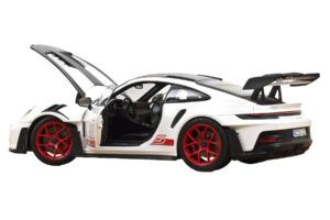 Porsche 911 992 GT3 RS Weissach Package Vit Pyro Red Norev 1:18 187373 Metall — bild 2 av 3