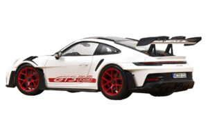 Porsche 911 992 GT3 RS Weissach Package Vit Pyro Red Norev 1:18 187373 Metall — bild 3 av 3