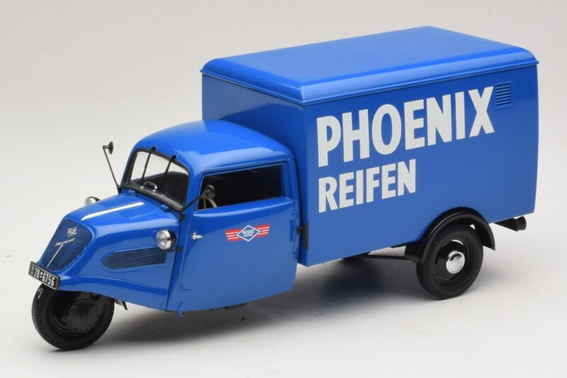 Tempo Hanseat Trehjulig Skåpbil Phoenix Blue Minichamps 1:18 180099040 Metall