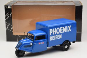 Tempo Hanseat Trehjulig Skåpbil Phoenix Blue Minichamps 1:18 180099040 Metall — bild 6 av 6