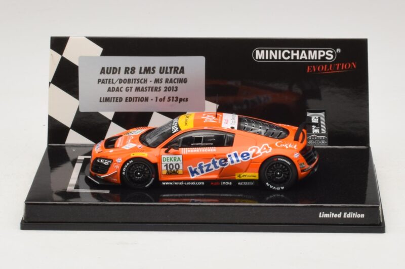 Audi R8 LMS Ultra #100 MS Racing Patel / Dobitsch ADAC GT Masters 2013 Minichamps 1:43 437130100 Metall