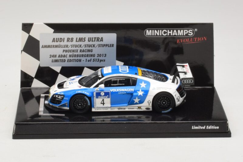Audi R8 LMS Ultra #4 Phoenix Racing Ammermuller / H-J. Stuck 24 Hours of Nurburgring 2013 Minichamps 1:43 437131304 Metall