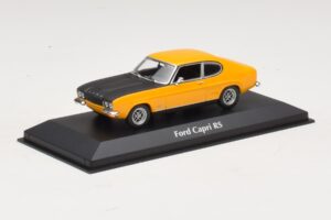 Ford Capri Mk1 RS Gul med Svart Motorhuv Maxichamps 1:43 940085800 Metall — bild 2 av 4
