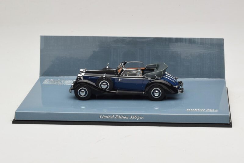 Horch 853 A Sport Cabriolet Svart Blå Minichamps 1:43 436012036 Metall