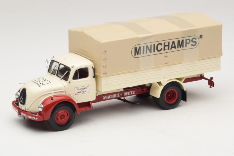 Magirus-Deutz S 7500 Jupiter Flakbil Vit Röd Minichamps 1:43 439141022 Metall