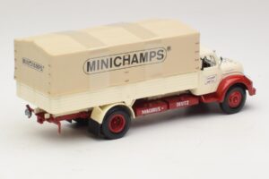 Magirus-Deutz S 7500 Jupiter Flakbil Vit Röd Minichamps 1:43 439141022 Metall — bild 2 av 6