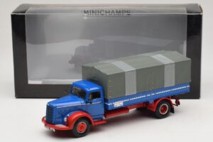 Mercedes L 315 Flakbil Blå Röd Minichamps 1:43 439034420 Metall — bild 6 av 6