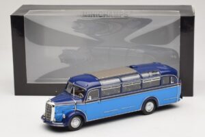 Mercedes O 3500 Buss Ljusblå Mörkblå Minichamps 1:43 439360011 Metall — bild 6 av 6