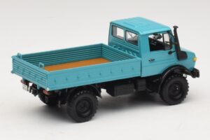 Mercedes Unimog 1300 L Flakbil Blå Minichamps 1:43 439033020 Metall — bild 2 av 6
