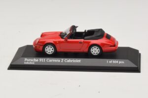 Porsche 911 964 Carrera 2 Cabriolet Röd Minichamps 1:43 430067330 Metall