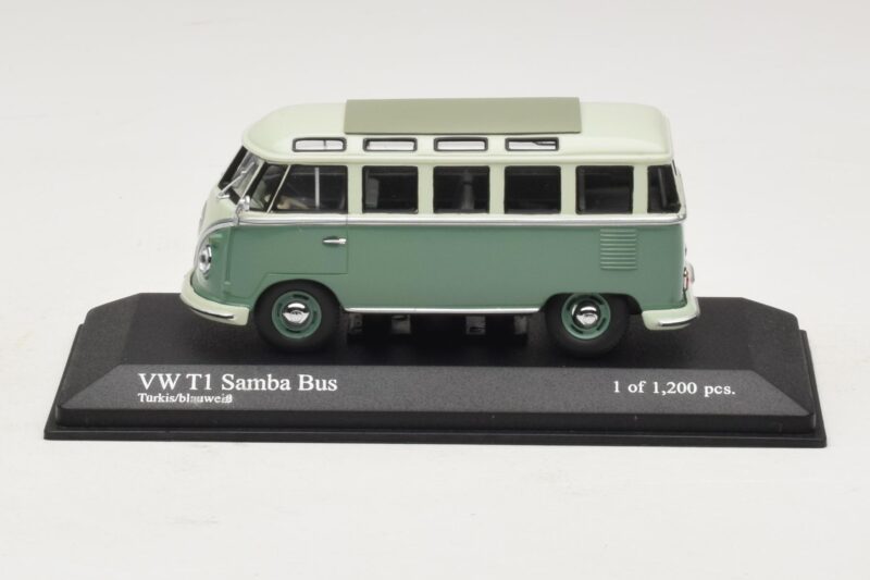 Volkswagen T1 Samba Bus Turkosblå Vit Minichamps 1:43 Volkswagen T1 Samba Bus Turkosblå Vit Minichamps 1:43 430052306 Metall