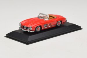 Mercedes 300 SL W198 Röd Med Brun Interiör Minichamps 1:43 MB009 Metall — bild 2 av 5