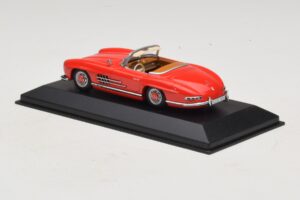 Mercedes 300 SL W198 Röd Med Brun Interiör Minichamps 1:43 MB009 Metall — bild 3 av 5
