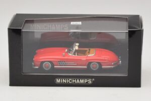 Mercedes 300 SL W198 Röd Med Brun Interiör Minichamps 1:43 MB009 Metall — bild 5 av 5