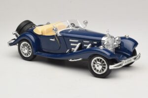Mercedes 500K Roadster Blå Bburago 1:20 3070 Metall — bild 6 av 8