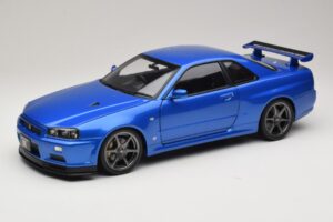 Nissan Skyline GT-R R34 V-Spec II Blå Metallic OEM Fälgar KK-Scale 1:12 KKDC120211-1 Metall