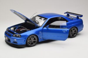 Nissan Skyline GT-R R34 V-Spec II Blå Metallic OEM Fälgar KK-Scale 1:12 KKDC120211-1 Metall — bild 2 av 8