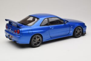 Nissan Skyline GT-R R34 V-Spec II Blå Metallic OEM Fälgar KK-Scale 1:12 KKDC120211-1 Metall — bild 3 av 8