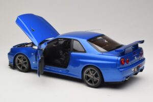 Nissan Skyline GT-R R34 V-Spec II Blå Metallic OEM Fälgar KK-Scale 1:12 KKDC120211-1 Metall — bild 5 av 8