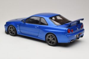 Nissan Skyline GT-R R34 V-Spec II Blå Metallic OEM Fälgar KK-Scale 1:12 KKDC120211-1 Metall — bild 7 av 8